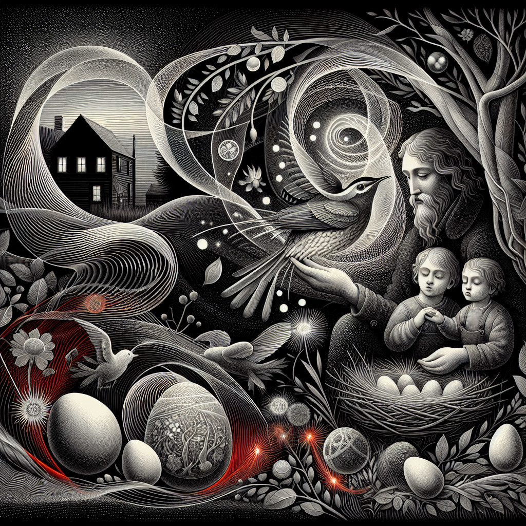 Surreal Scene of Nature and Humanity with Dreamlike Elements