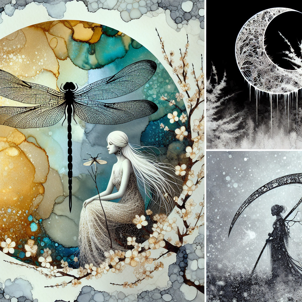 Ethereal Triptych Illustrations with Nature and Fantasy