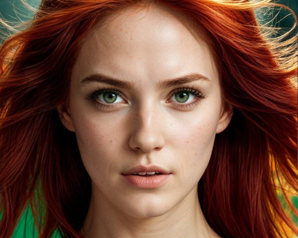 Close-up Portrait of a Young Woman with Red Hair