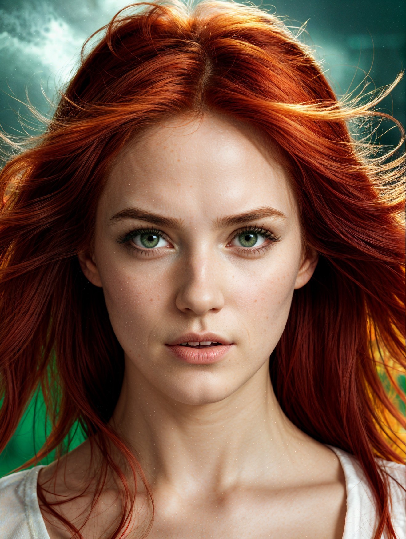 Close-up Portrait of a Young Woman with Red Hair