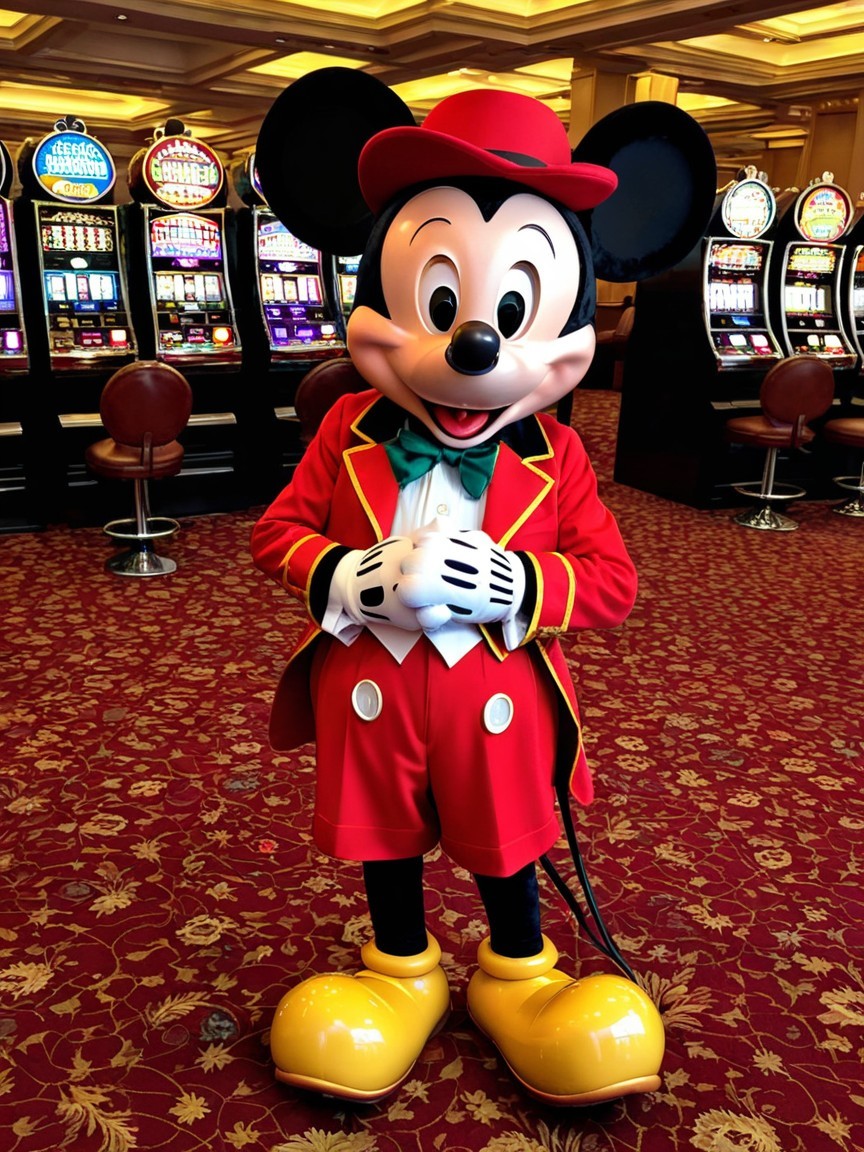 Cheerful Mouse Character in Vibrant Casino Setting