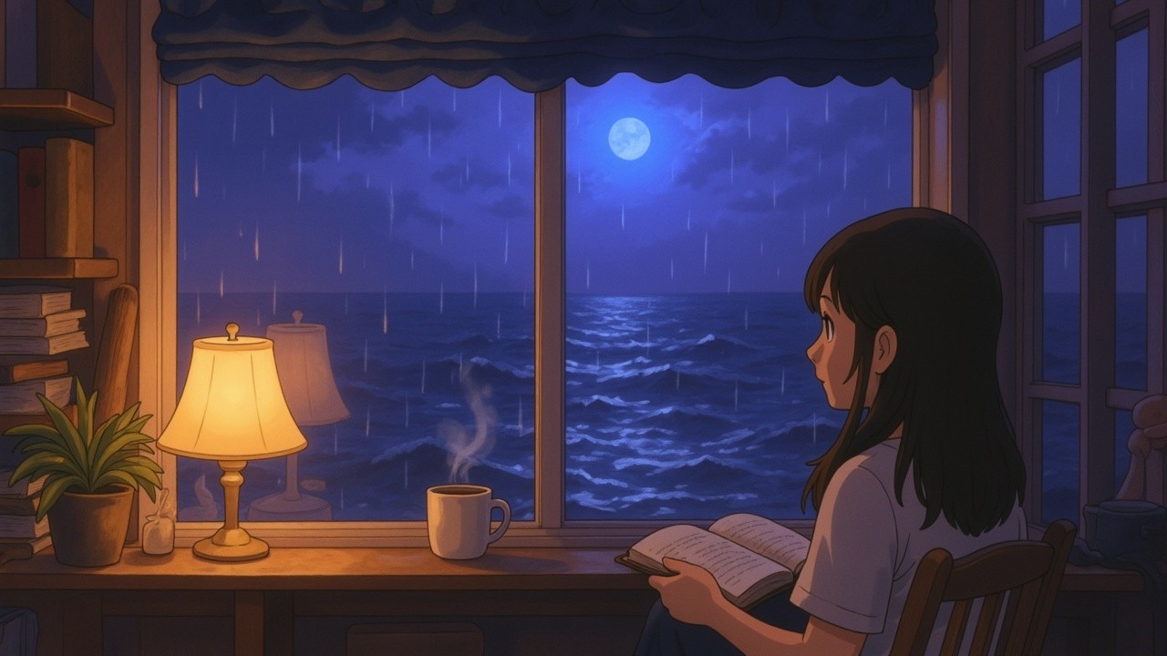 Cozy indoor scene with a girl reading by a window