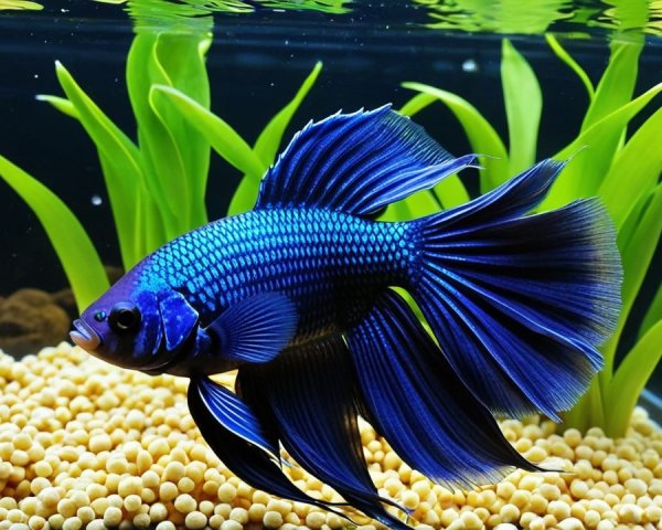 Vibrant Blue Betta Fish in Fresh Aquarium Setting
