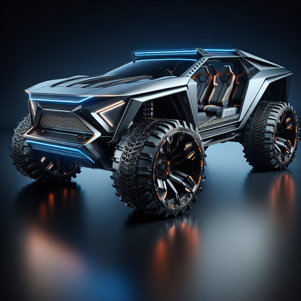 Futuristic Off-Road Buggy with Neon Lighting Features