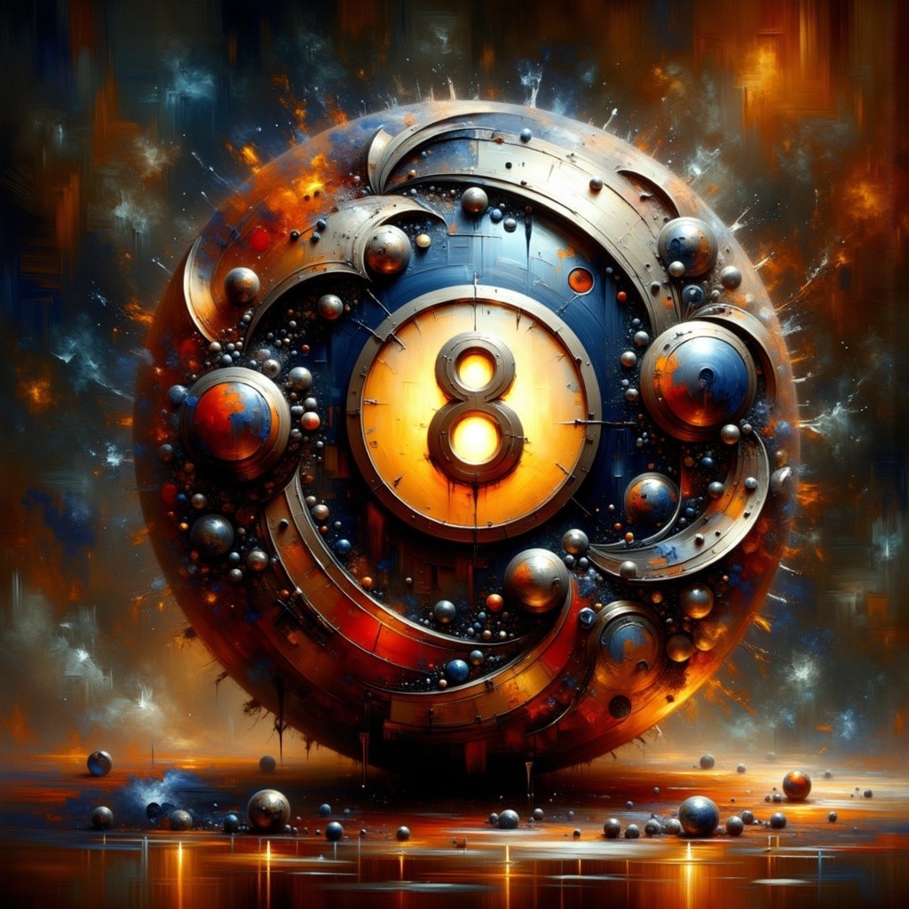 Futuristic Sphere with Metallic Patterns and Colors