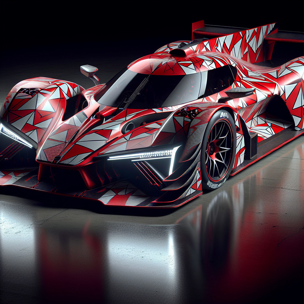 Futuristic Racing Car with Red and White Design