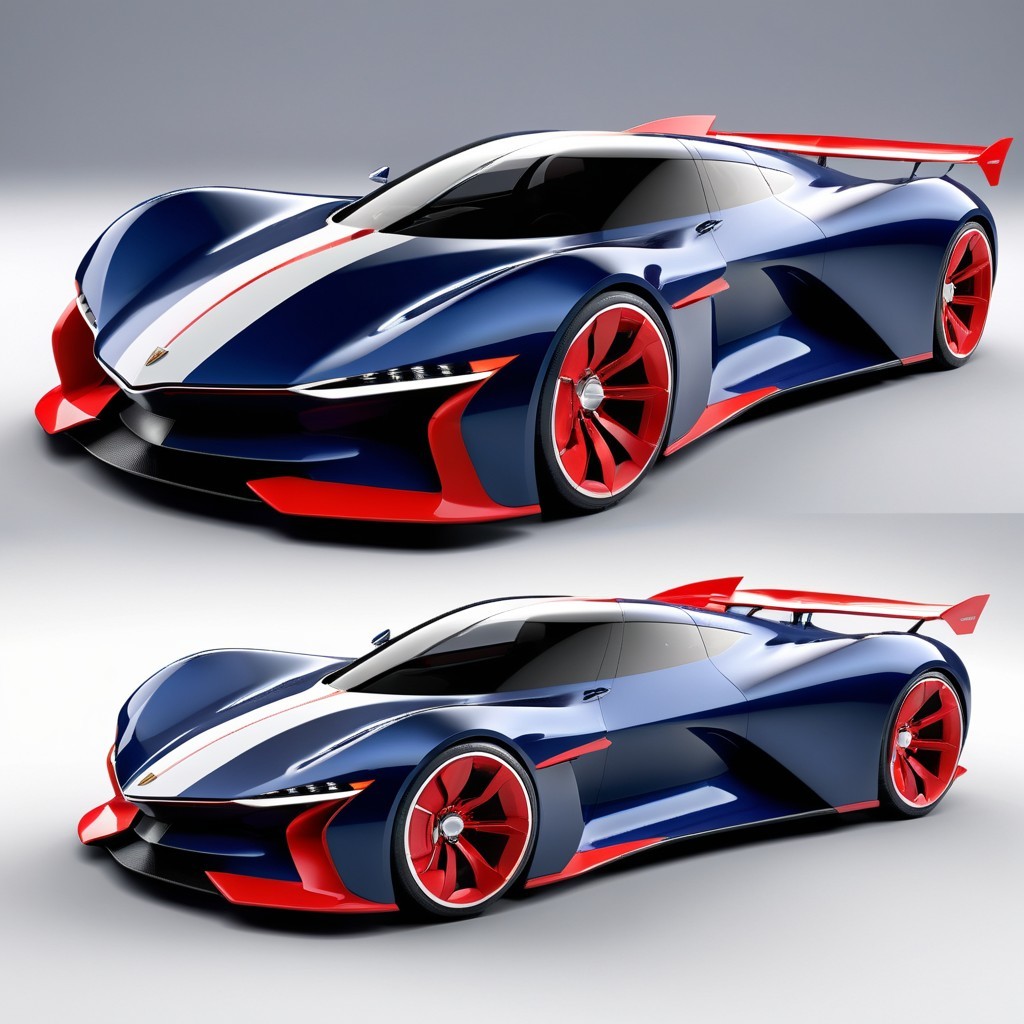 Futuristic Sports Car with Sleek Design and Colors