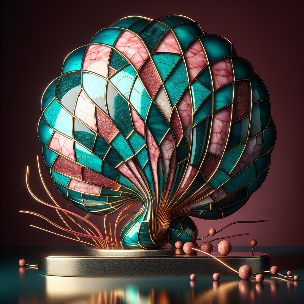 Intricate Abstract Sculpture with Jewel-Toned Segments