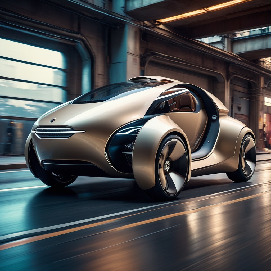 Futuristic Concept Car with Streamlined Design and Curves