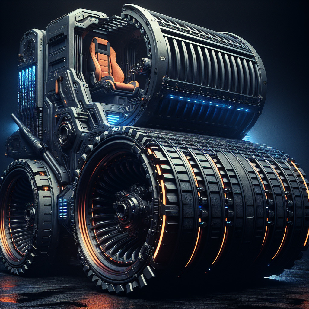 Futuristic Cyberpunk Heavy Construction Vehicle Design