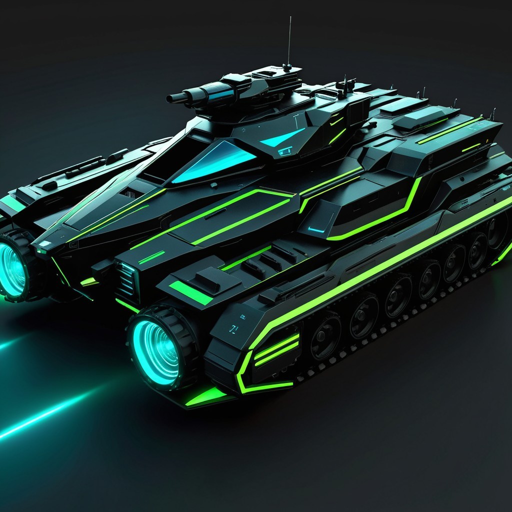 Futuristic Tank Design with Neon Accents and Advanced Features