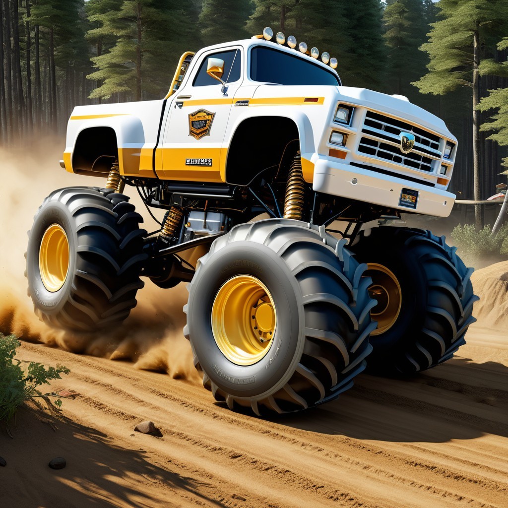 Powerful Monster Truck on Sandy Off-Road Track