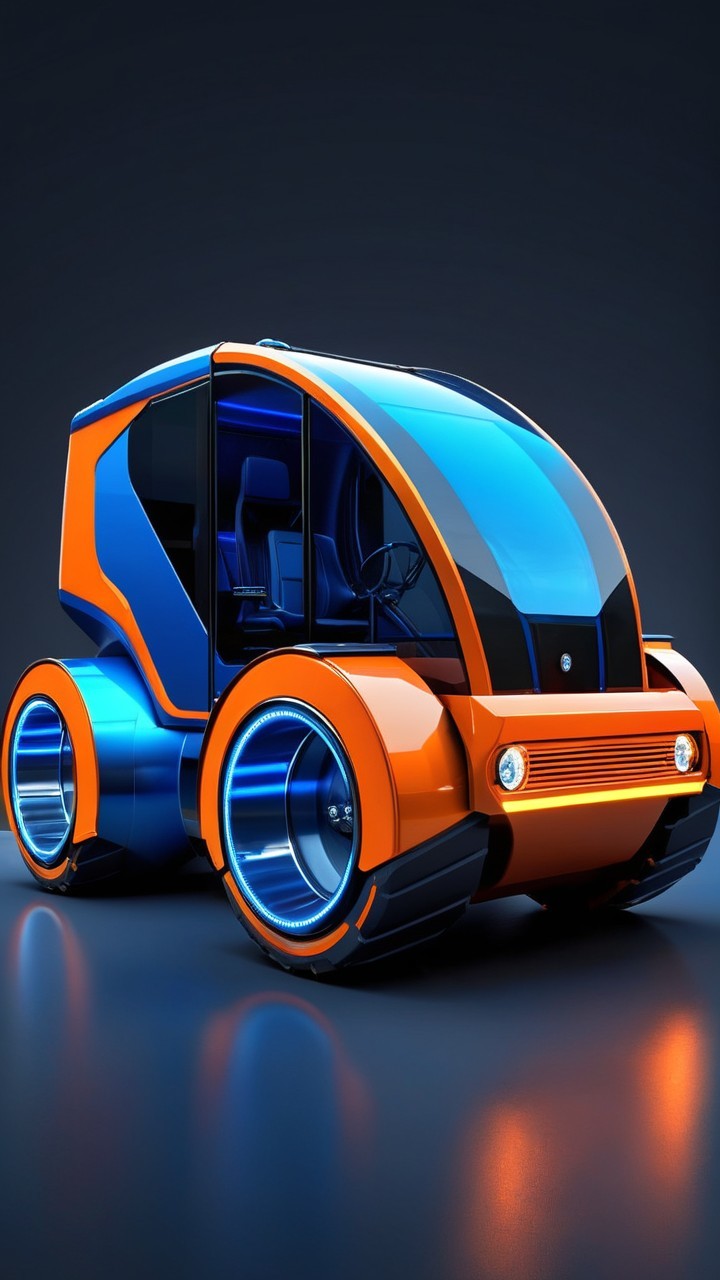 Futuristic Compact Vehicle with Sleek Design and Tech