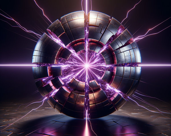 Cosmic Orb with Magenta Core and Purple Lightning Display