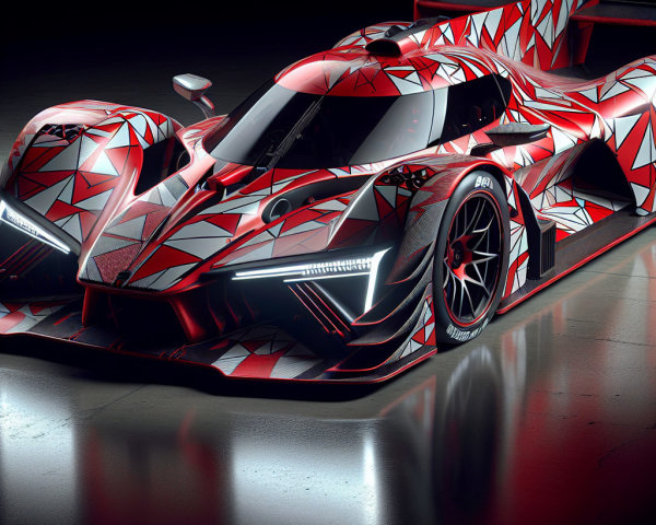 Futuristic Racing Car with Red and White Design
