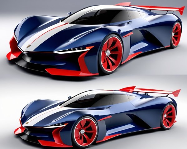 Futuristic Sports Car with Sleek Design and Colors