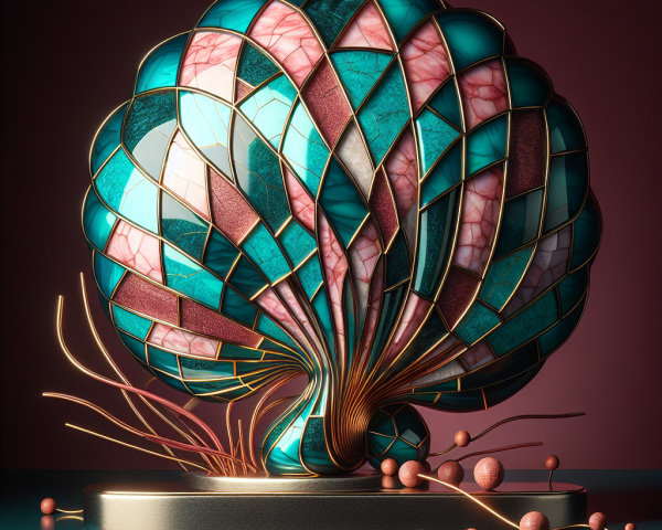 Intricate Abstract Sculpture with Jewel-Toned Segments