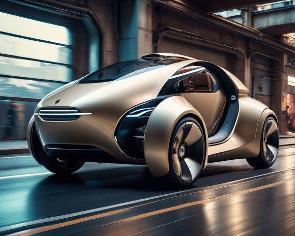 Futuristic Concept Car with Streamlined Design and Curves