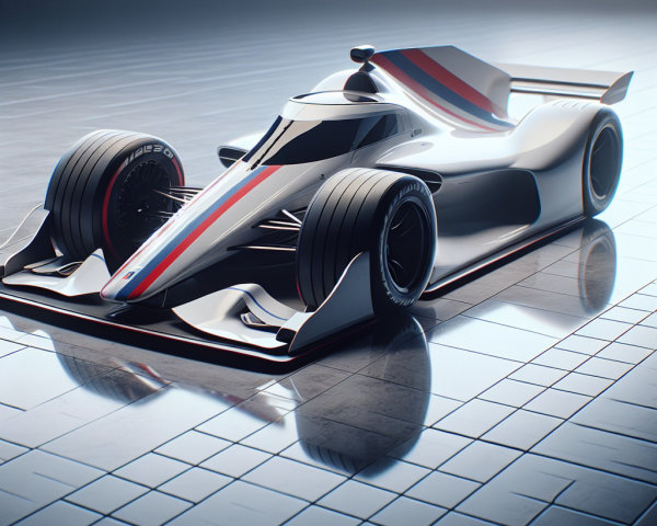 Futuristic Formula 1 Race Car on Tiled Floor
