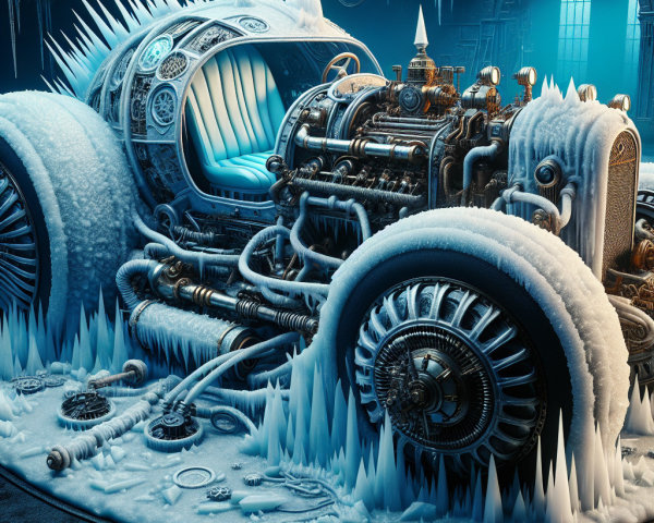 Steampunk Vehicle with Frosted Retro Design