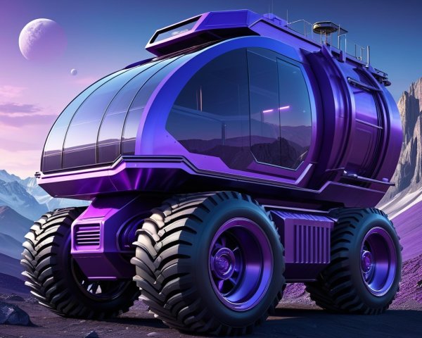 Futuristic Purple Exploration Vehicle on Alien Landscape