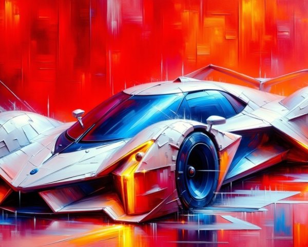 Futuristic Sports Car with Angular Design and Accents