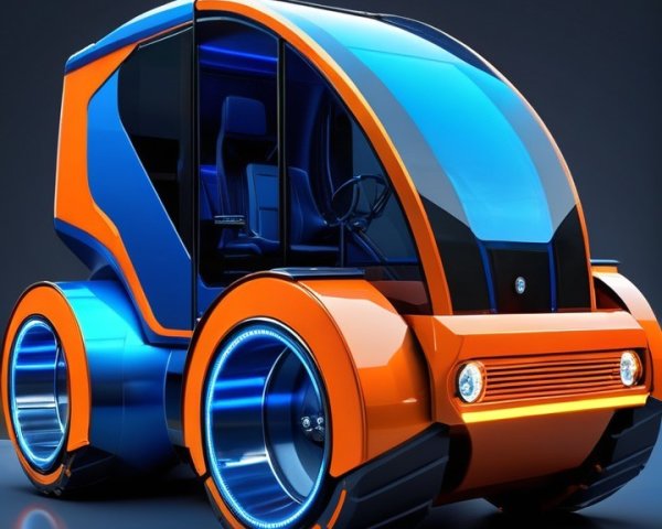 Futuristic Compact Vehicle with Sleek Design and Tech