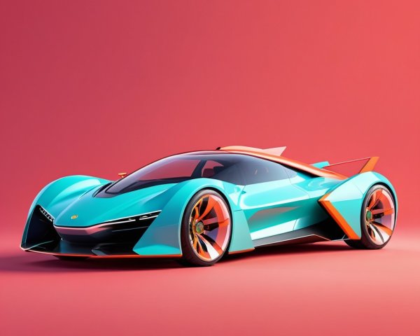 Futuristic sports car with sleek design and bold colors