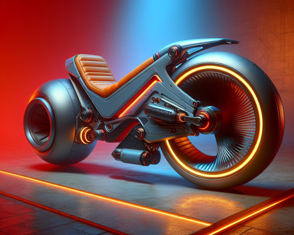 Futuristic motorcycle with sleek design and neon accents