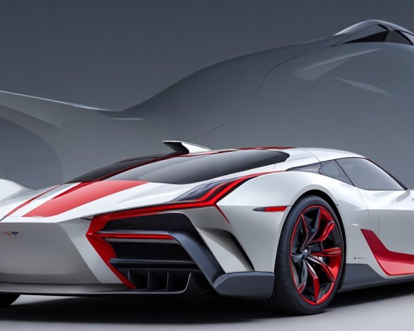 Futuristic Sports Car with Sleek Design and Accents