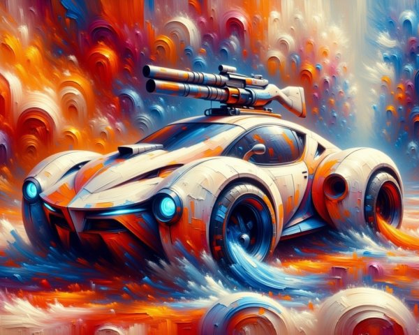 Futuristic Vehicle with Abstract Background Design