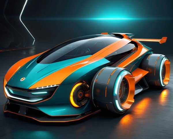 Futuristic Supercar with Aerodynamic Design and Colors