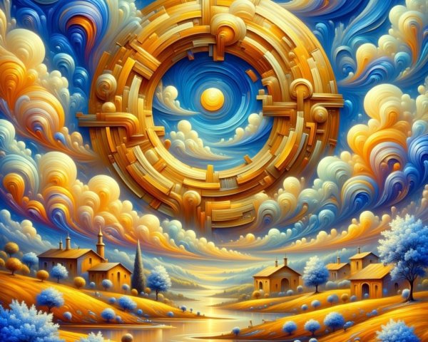 Surreal Landscape with Vibrant Colors and Shapes