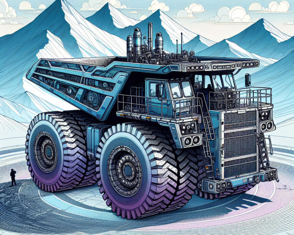 Futuristic Mining Truck in Mountainous Landscape