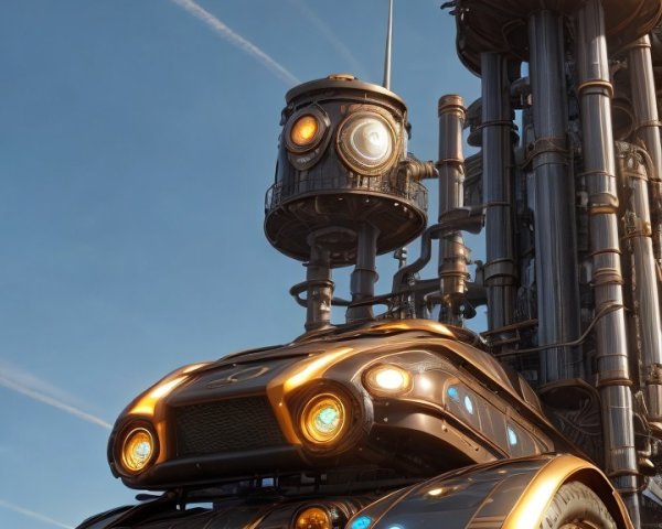Futuristic Vehicle with Steampunk Design Elements