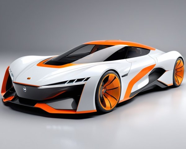 Futuristic Sports Car with Aerodynamic Design