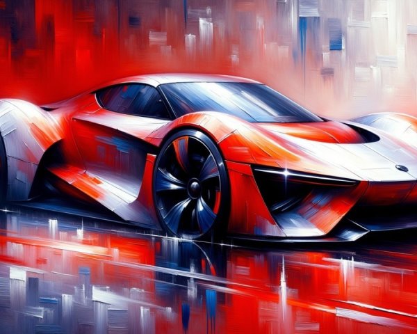 Futuristic Sports Car with Bold Red and White Design