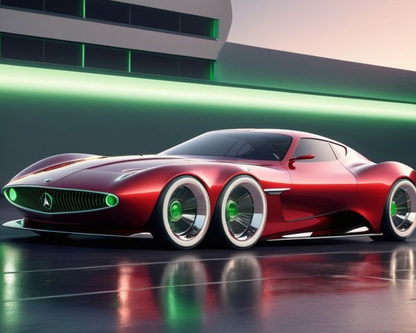 Futuristic Red Sports Car with Aerodynamic Design