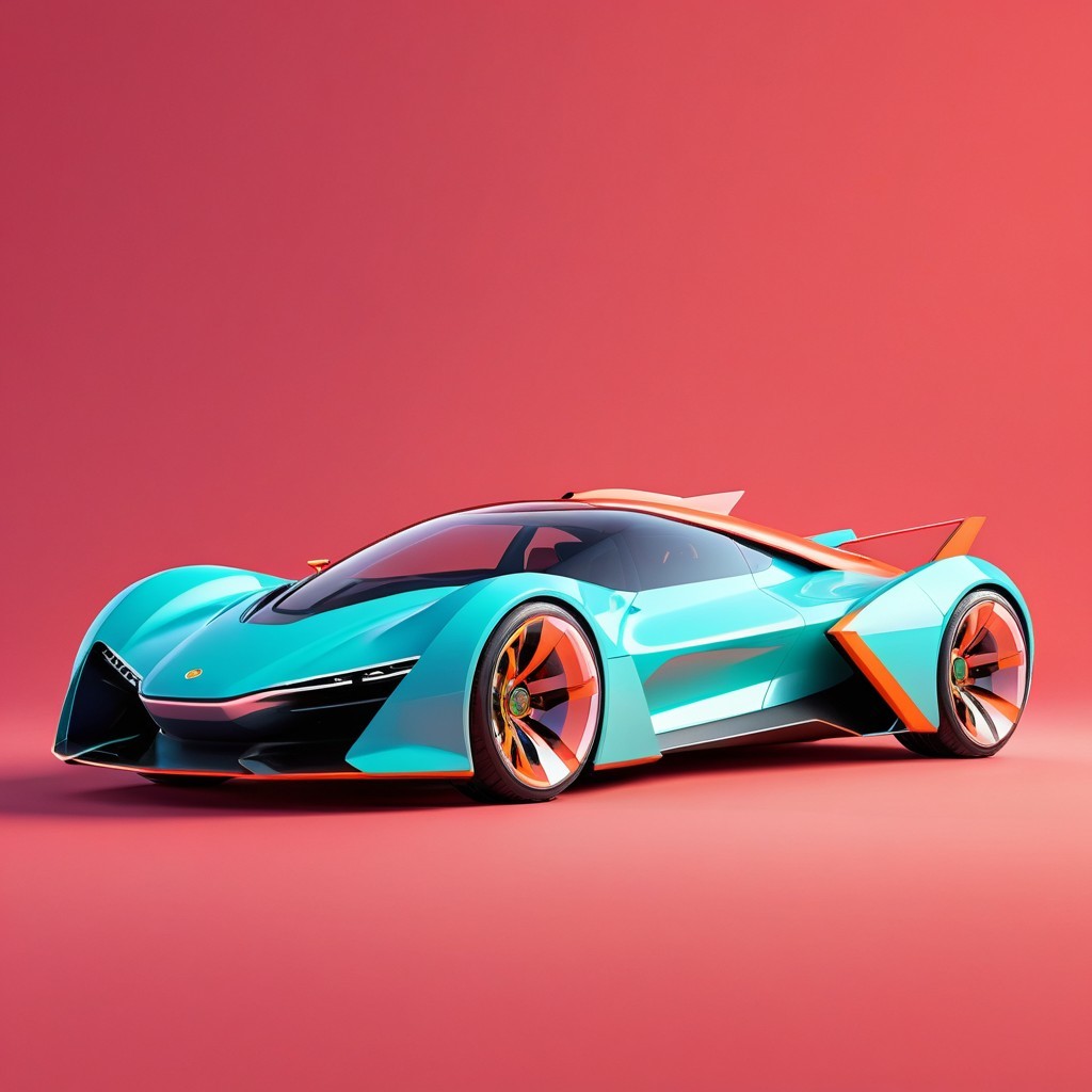 Futuristic sports car with sleek design and bold colors