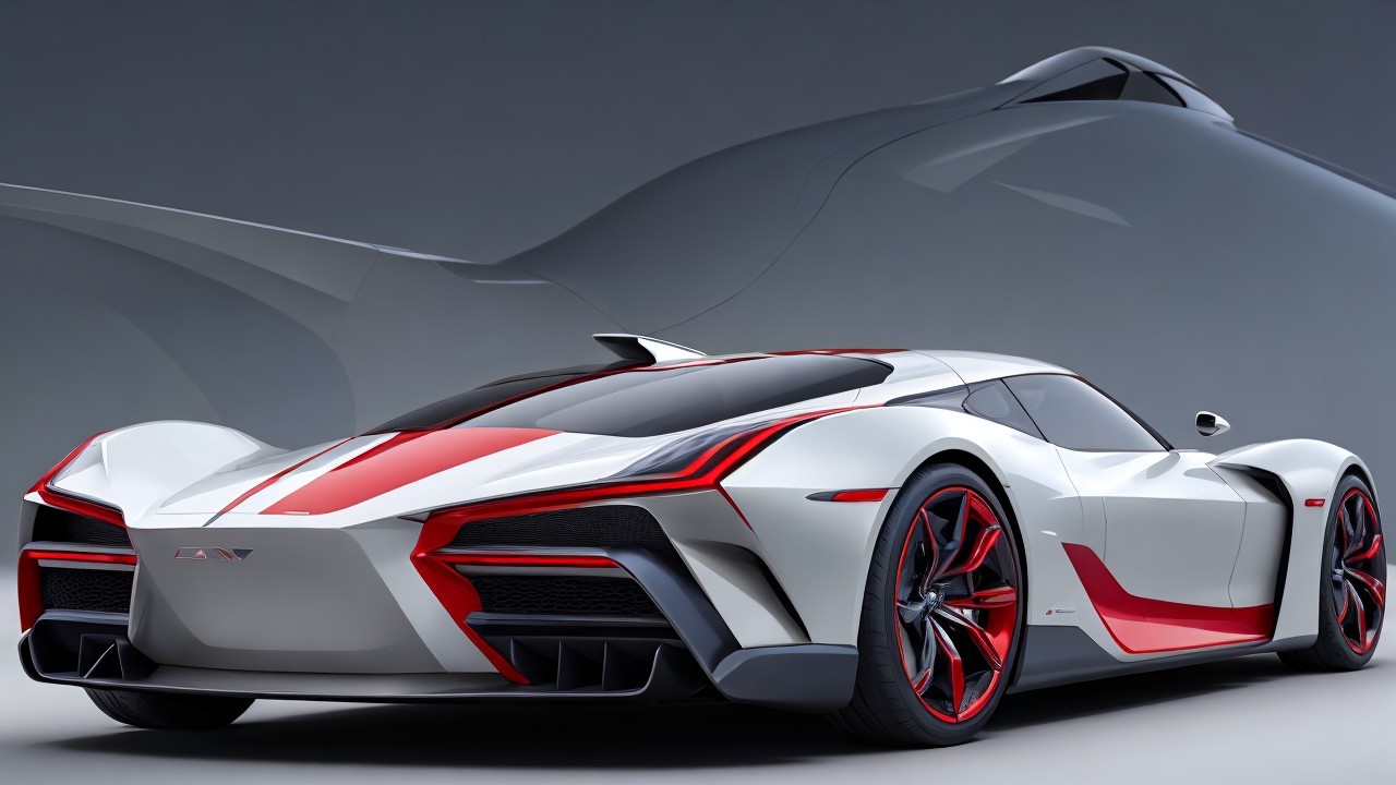 Futuristic Sports Car with Sleek Design and Accents