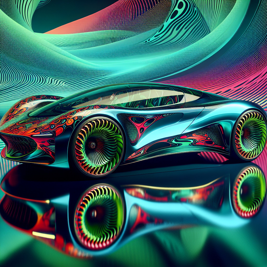 Futuristic Car Design with Vibrant Patterns and Colors