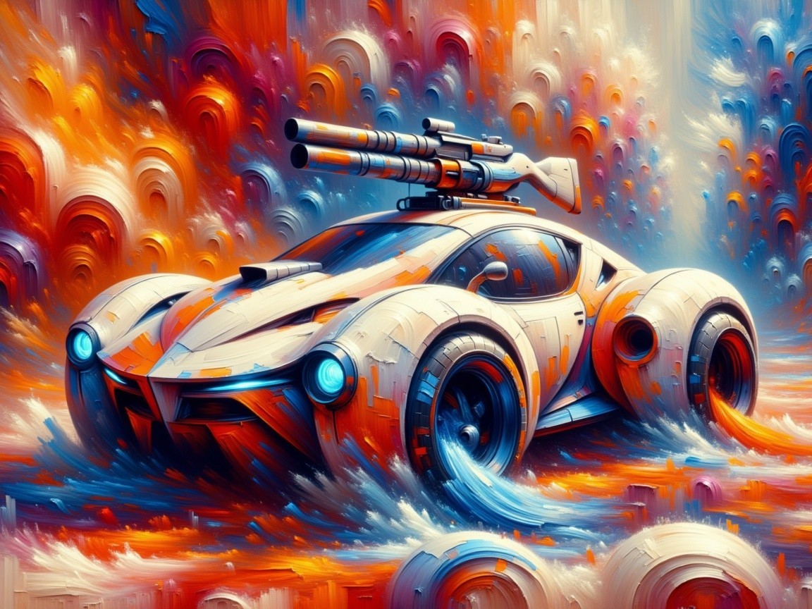 Futuristic Vehicle with Abstract Background Design