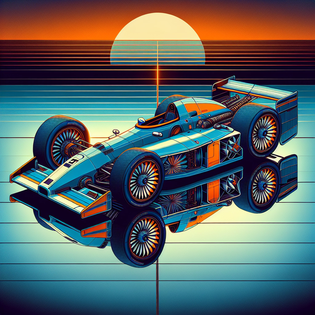 Retro-Style Race Car with Vibrant Colors and Stripes