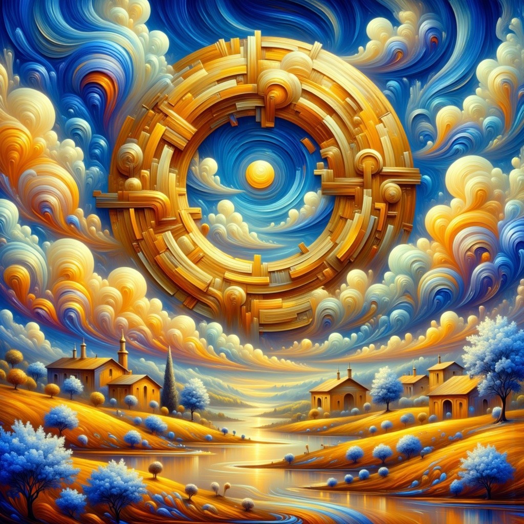 Surreal Landscape with Vibrant Colors and Shapes