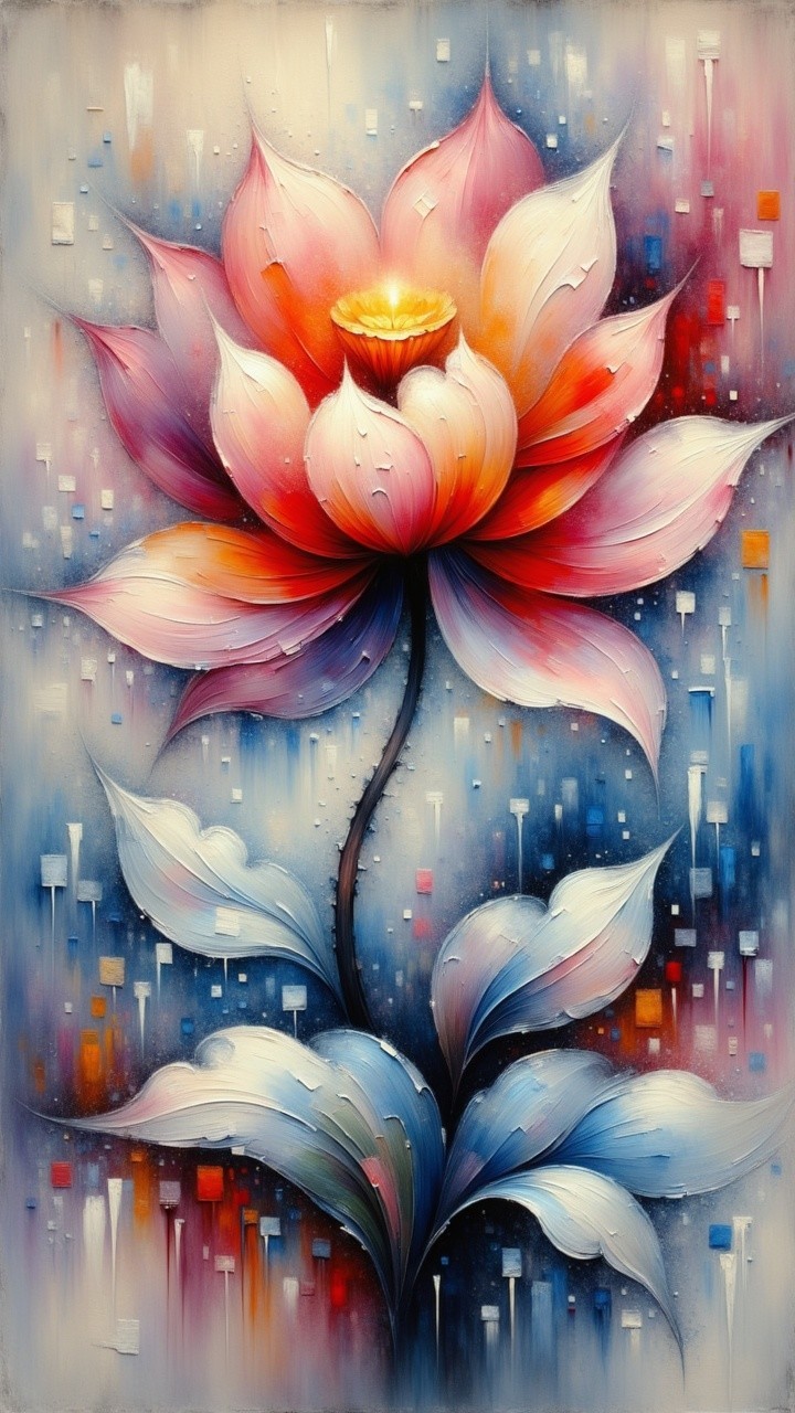 Vibrant Lotus Flower with Abstract Blue Background