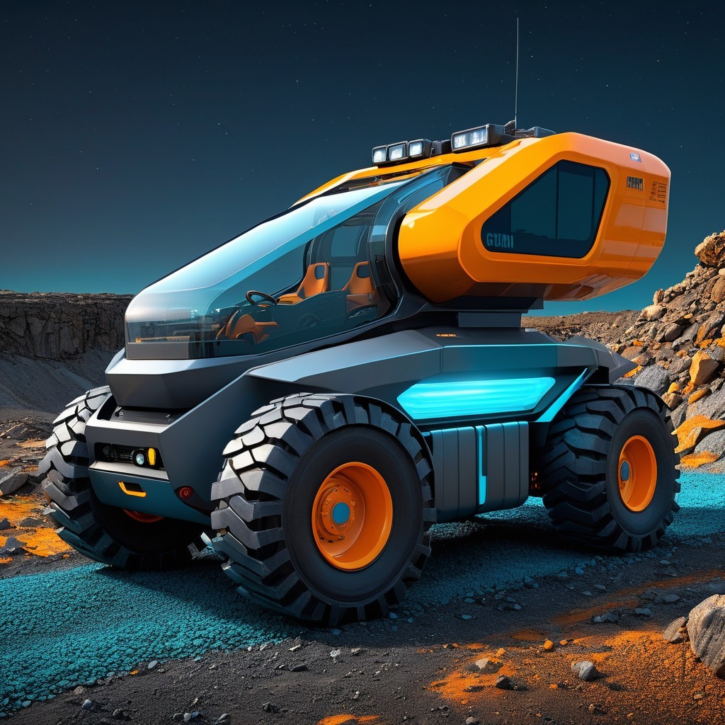 Futuristic Exploration Vehicle on Alien Landscape