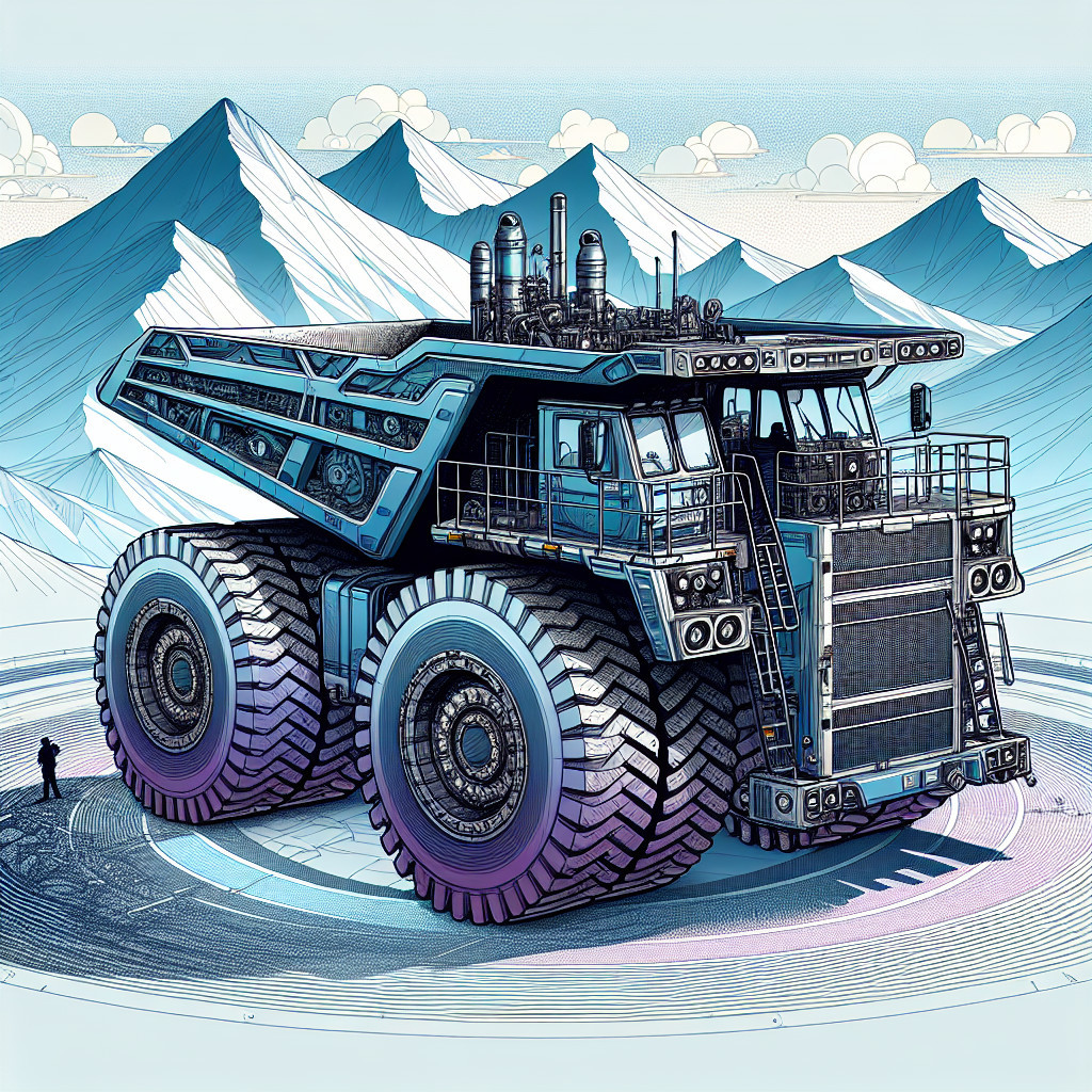 Futuristic Mining Truck in Mountainous Landscape