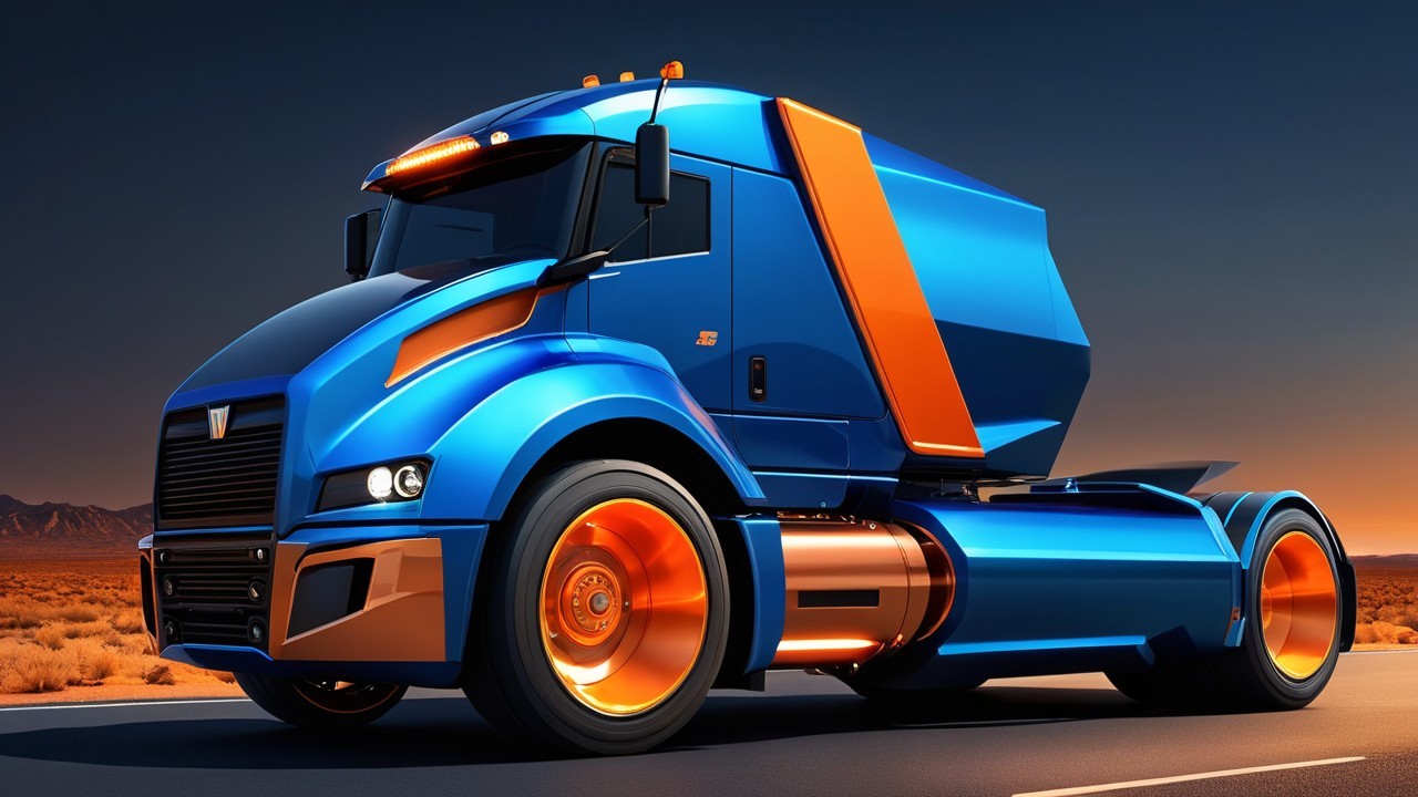 Modern Truck Design with Blue and Orange Color Scheme