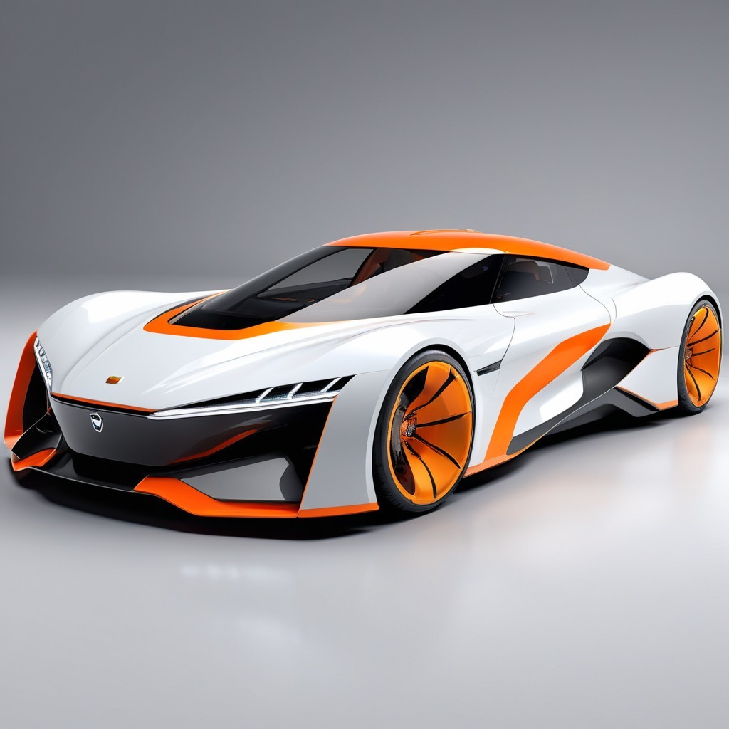 Futuristic Sports Car with Aerodynamic Design