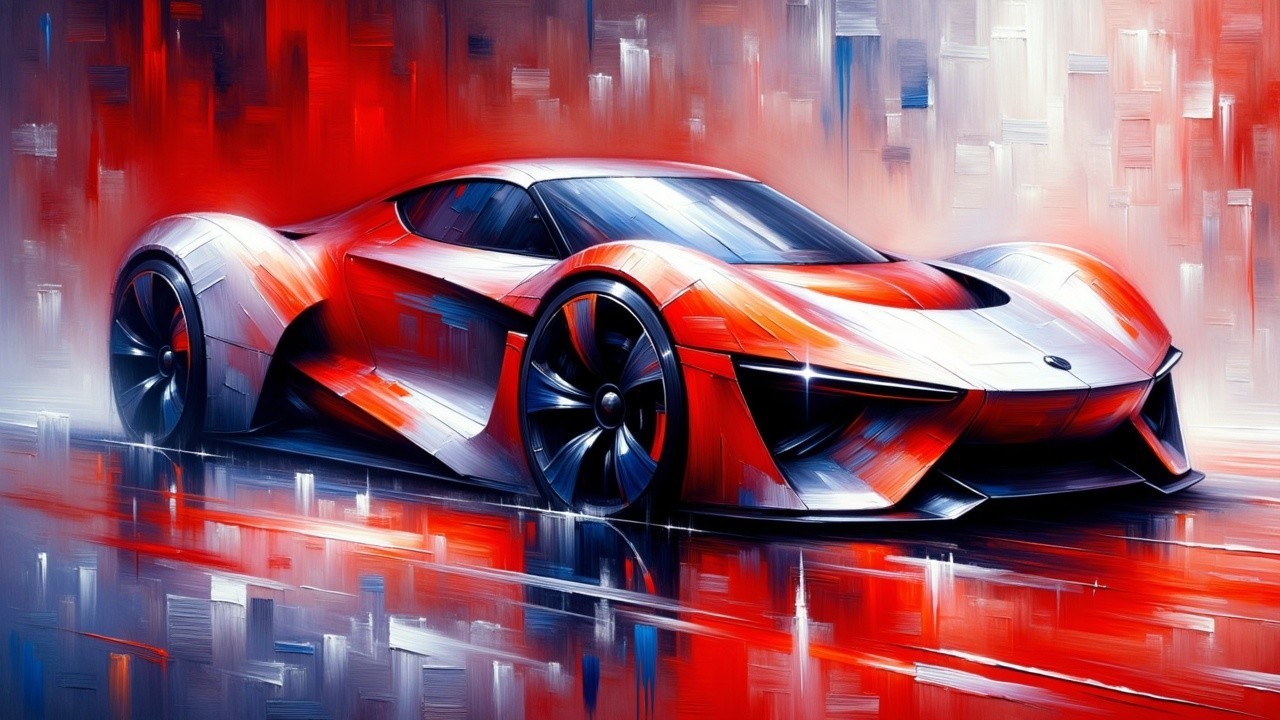 Futuristic Sports Car with Bold Red and White Design